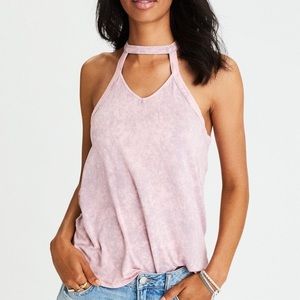 AEO Light pink acid washed cutout tank